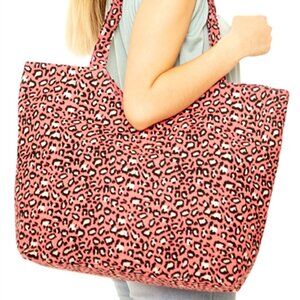 Pink Leopard Print Tote Bag - XL- Overnight Bag - NWT